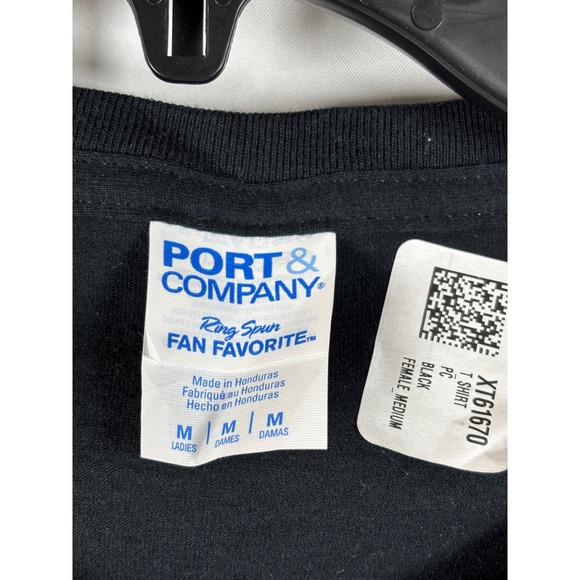 Port & Company Womens Black Gold Glitter Did I Hear A Cork Pop Graphic Tee M - Picture 2 of 3